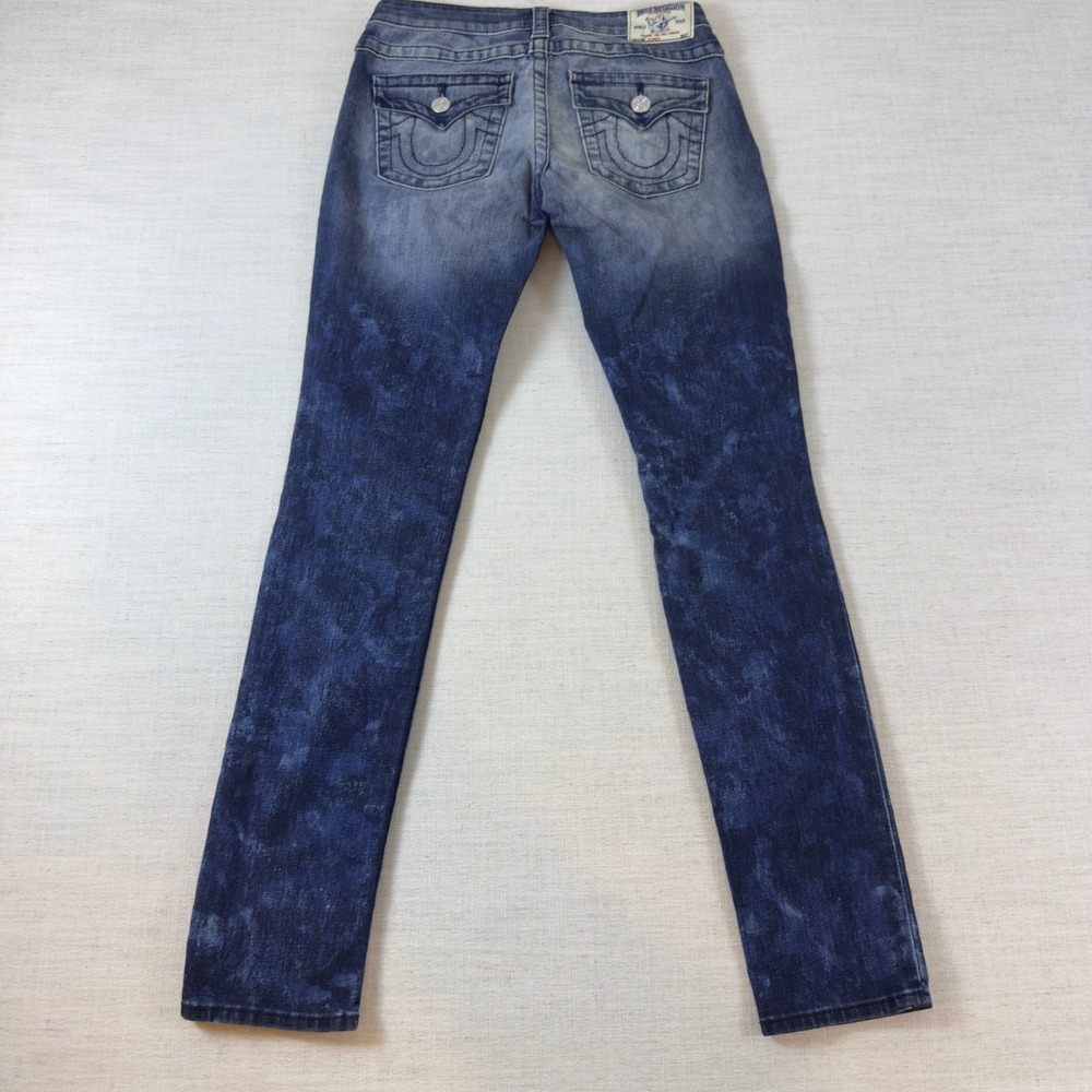 True Religion Skinny Jeans Blue Acid Wash Horseshoe Pocket Denim Pants